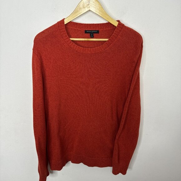 Banana Republic Men S Orange Knit Crew Neck Sweater Pullover Jumper - Picture 1 of 5